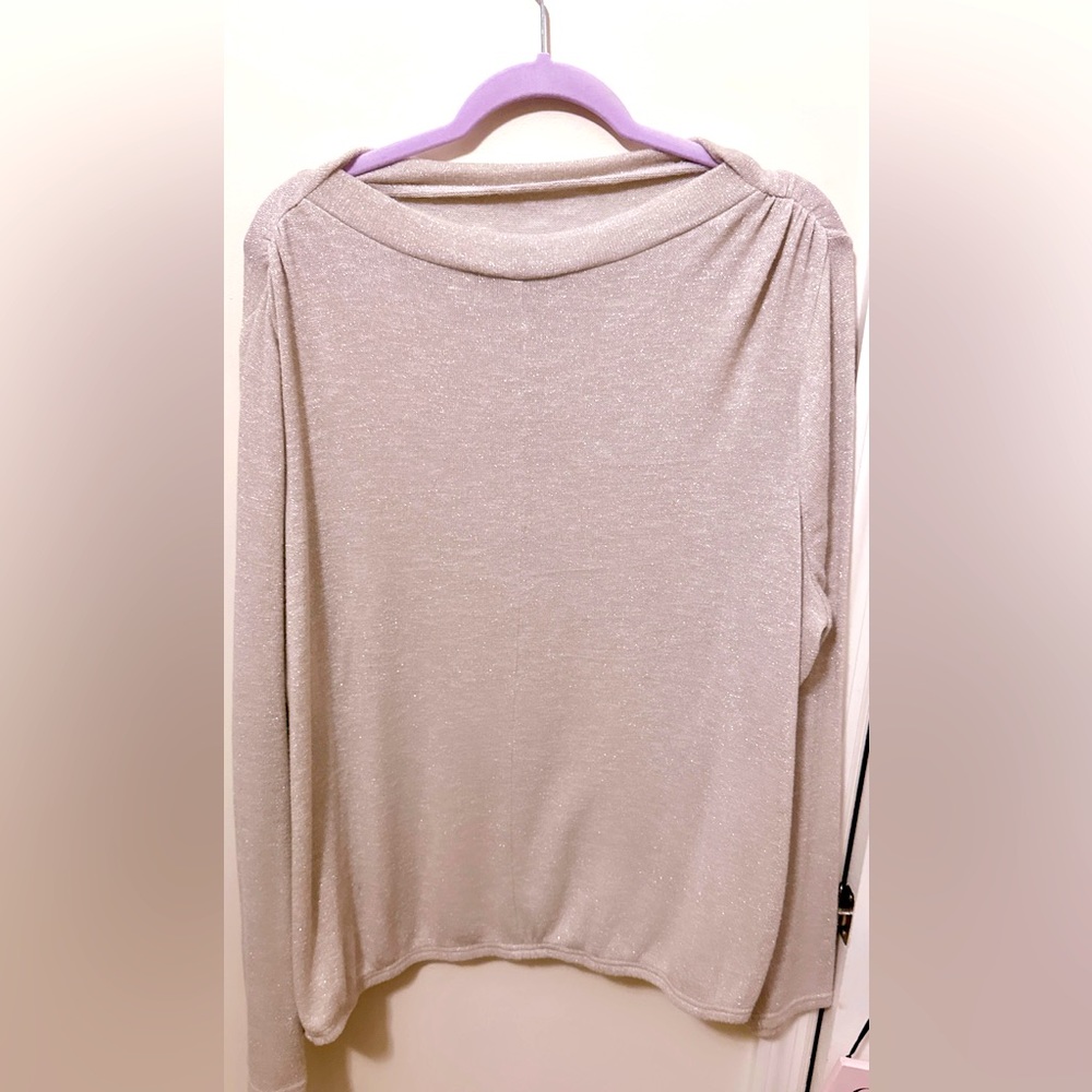 High neck shimmer sweater